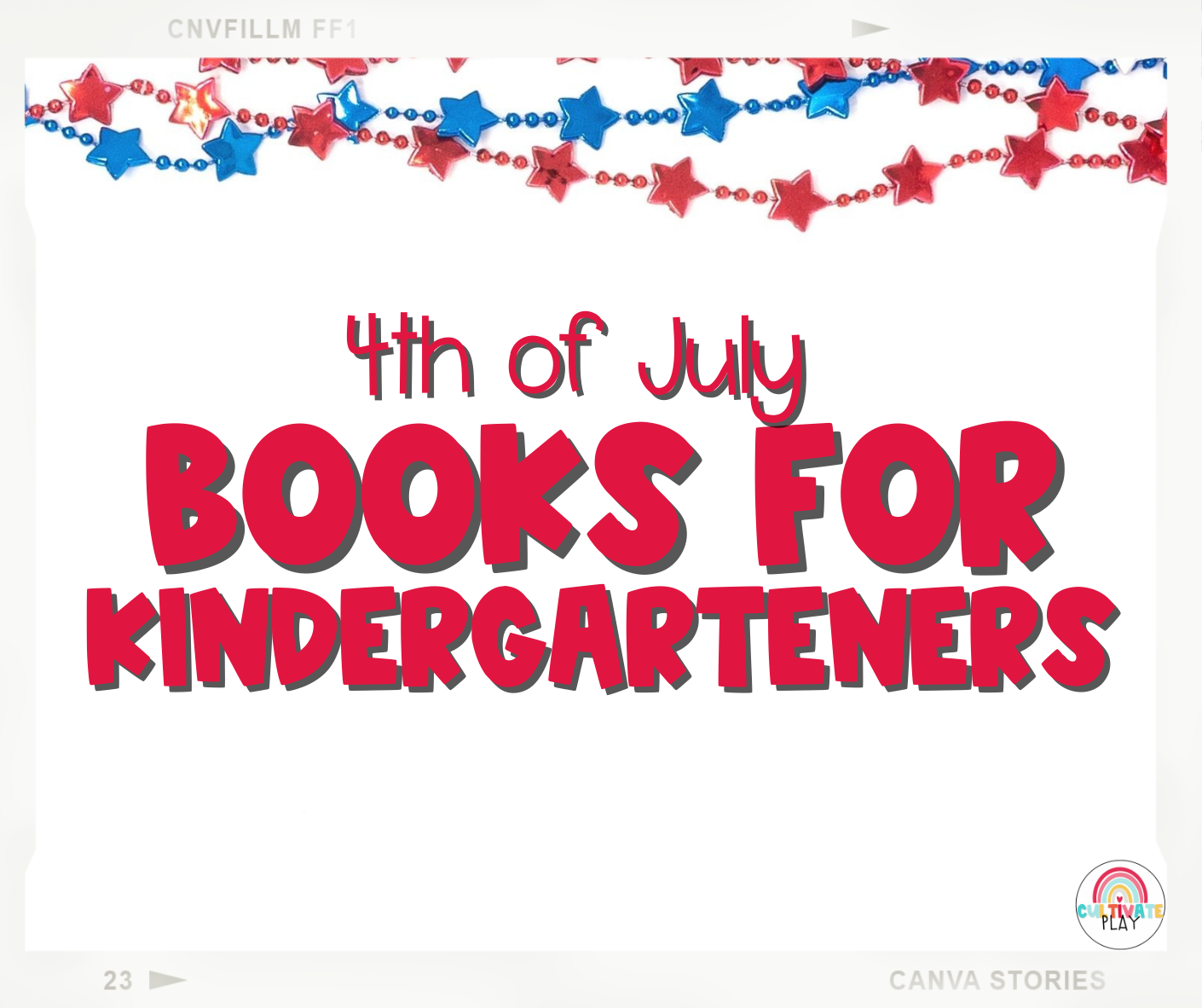 An image with star necklaces in red and blue, showcasing 4th of July Books for Kindergarteners.
